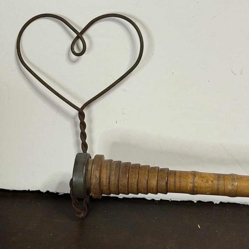 Wooden Spool / Wire Hearts - Hand Towel Bar
